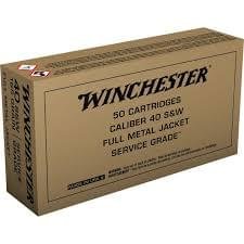 500rds – 40 S&W Winchester Service Grade 165gr. FMJ Ammo